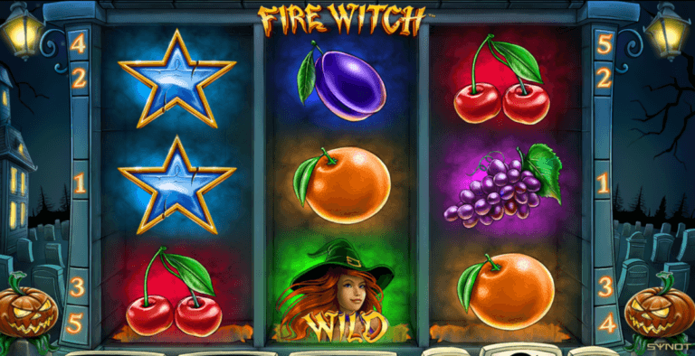 Ohnivé kolo s magickou čarodějkou ve hře Fire Witch na ForbesCasino.cz