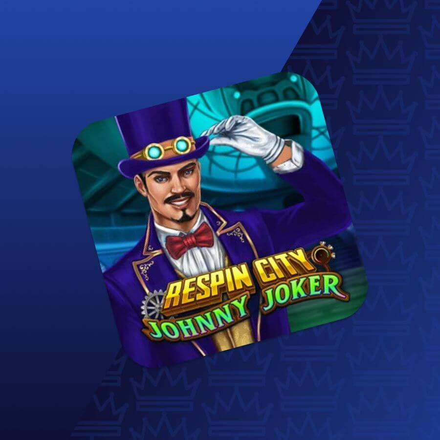 App icon for the game 'Respin City: Johnny Joker' showing a smiling magician in a purple suit tipping his hat, with bold game title text.
