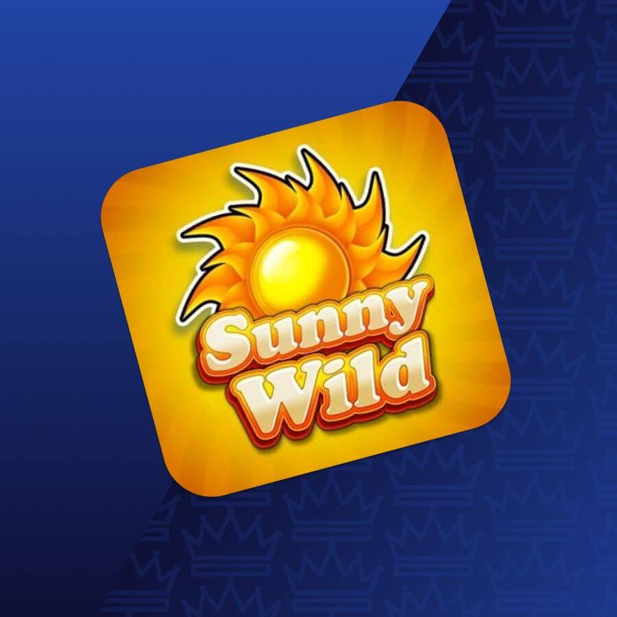 Sunny Wild app icon: bright stylized sun on a yellow rounded-square tile against a blue background.