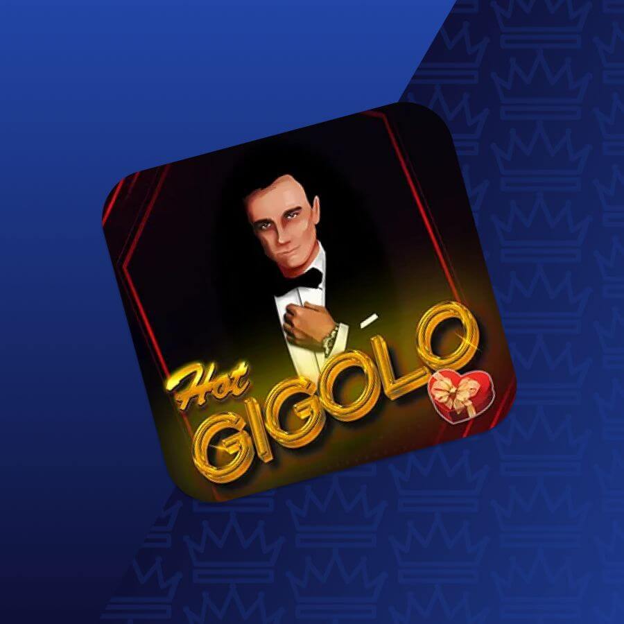 App icon featuring a man in a tuxedo with a glowing 'Hot Gigolo' title and a small heart gift icon in the corner.
