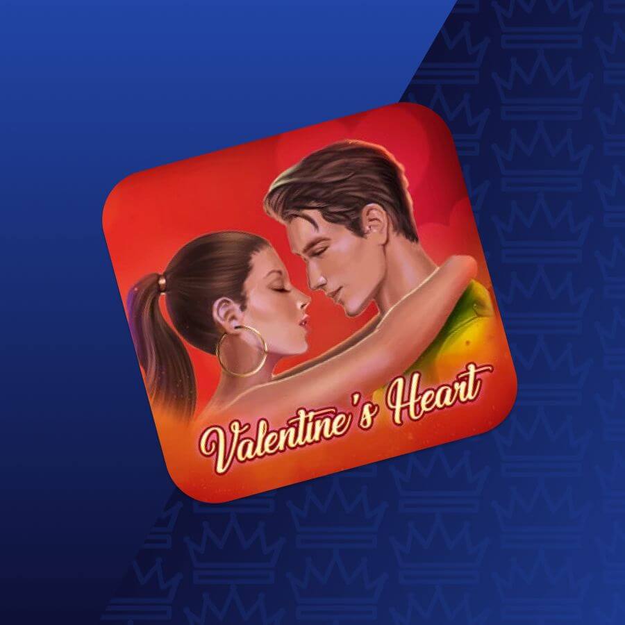 Romantic app icon with a couple kissing on a red rounded square, captioned 'Valentine's Heart'
