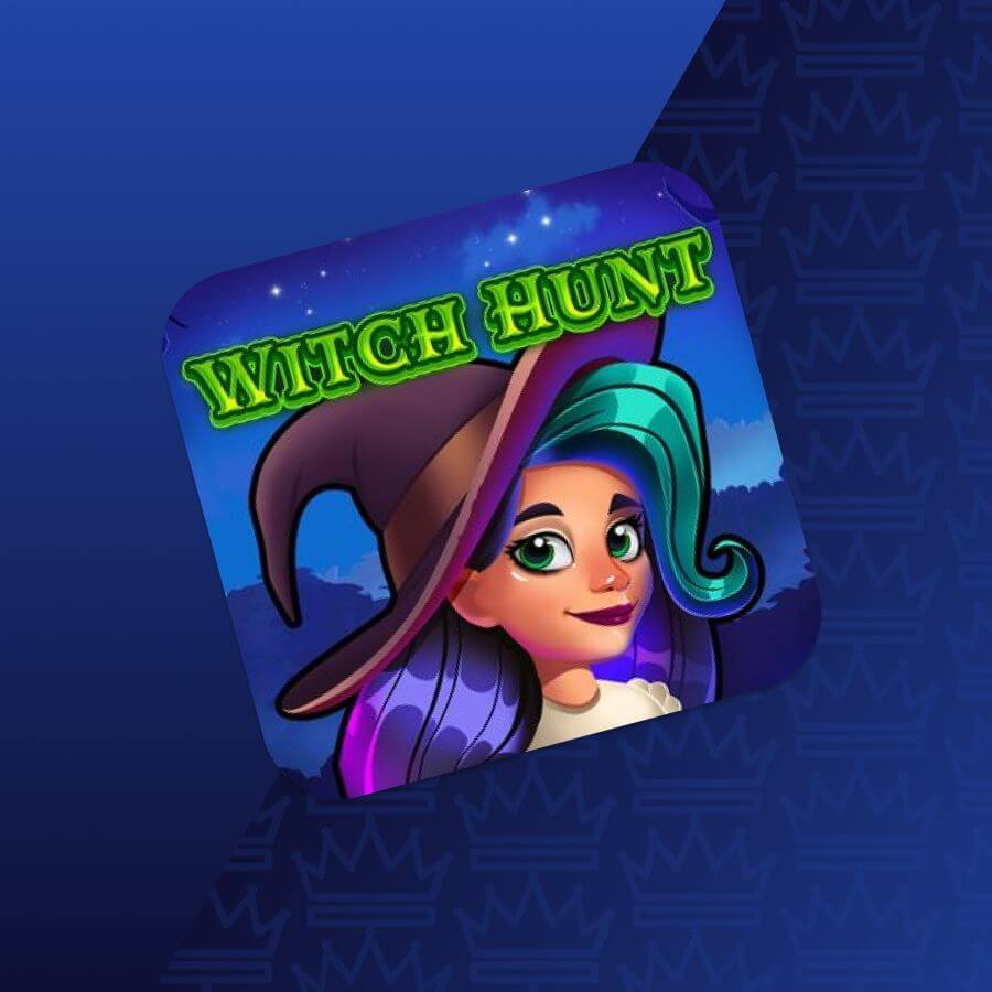 App icon for the game 'Witch Hunt' showing a cartoon witch with teal hair and green text on a purple-blue background