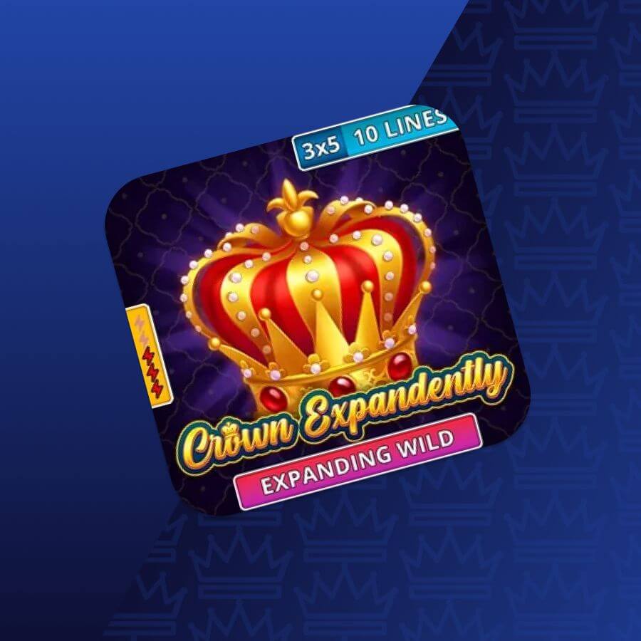 App icon for Crown Expander Wild slot game with a golden crown and 'Expanding Wild' banner on a purple background.