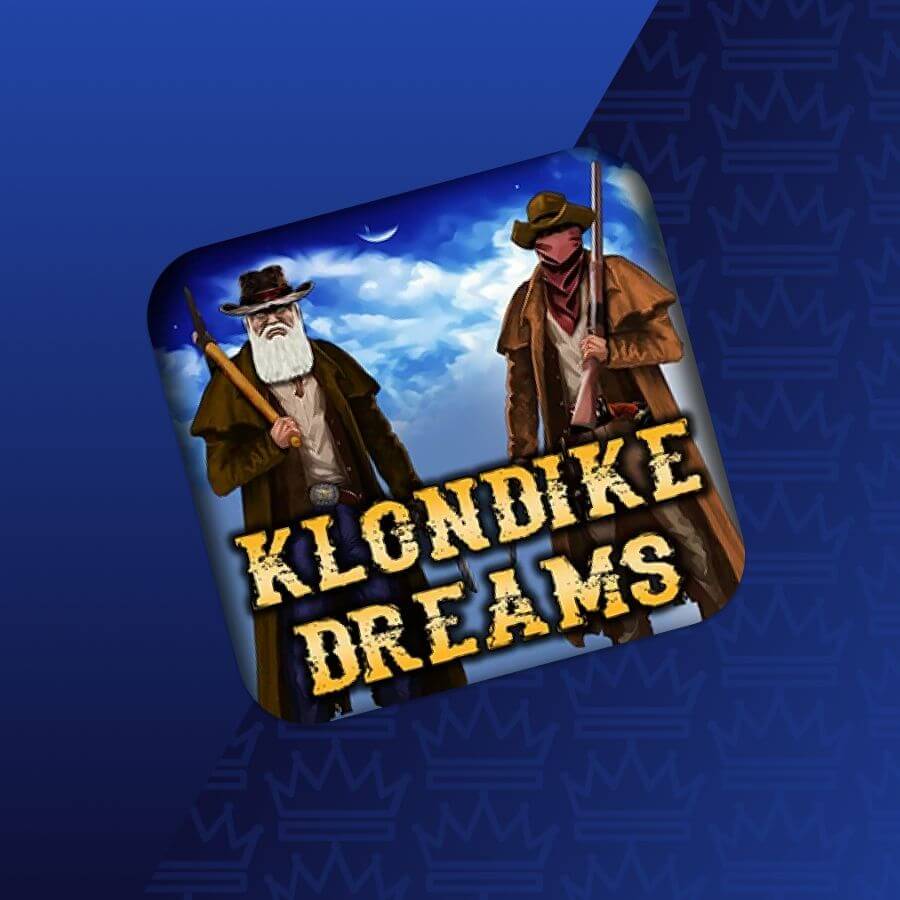 Game app icon featuring two cowboys with rifles against a blue sky, titled 'Klondike Dreams'