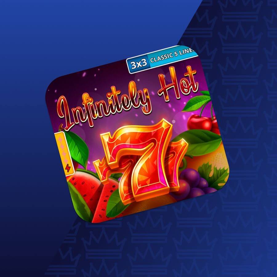 Icon for the game 'Infinitely Hot' showing a bright red 7 with fruit imagery on a purple background.